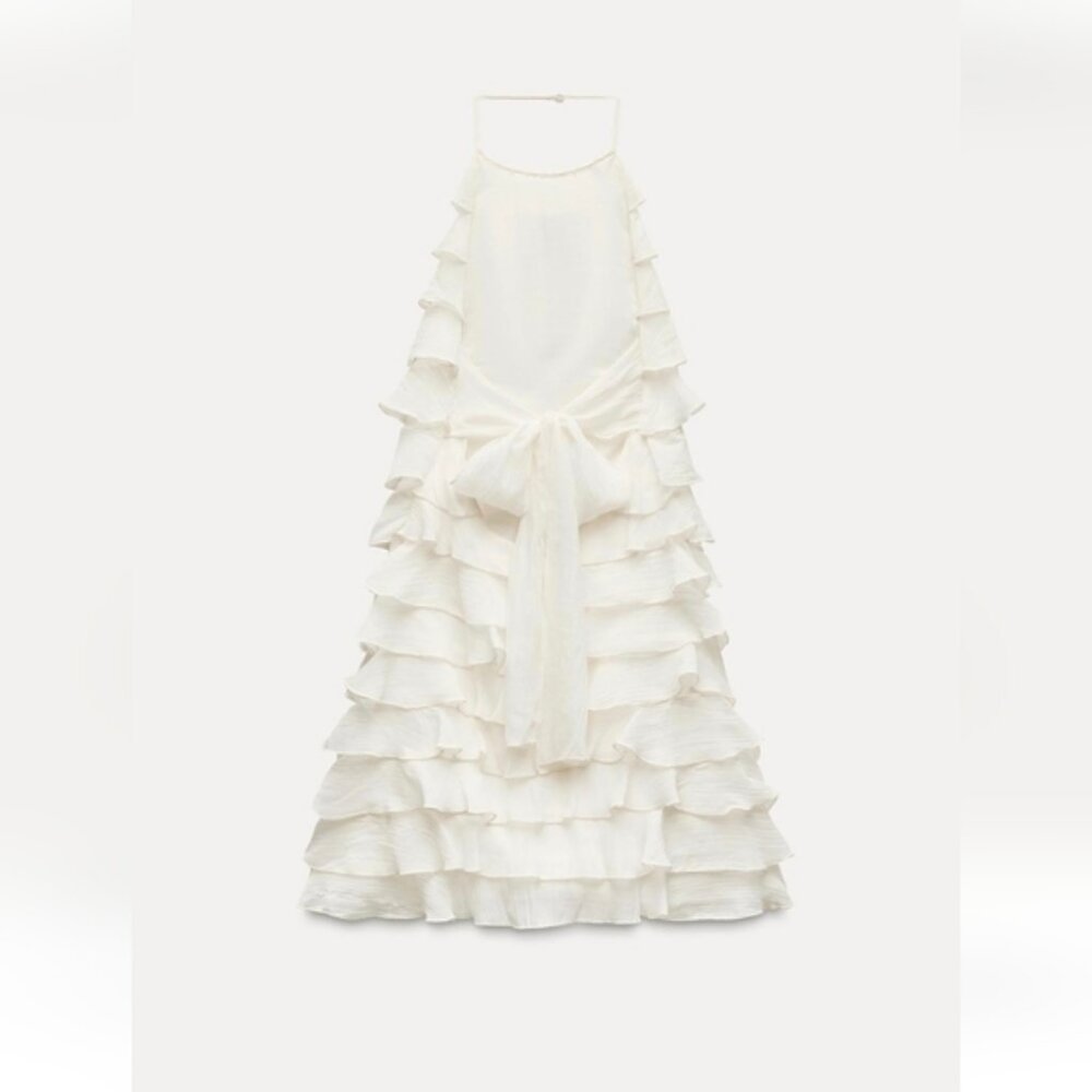 ZARA RUFFLED HALTER NECK DRESS - Picture 6 of 7
